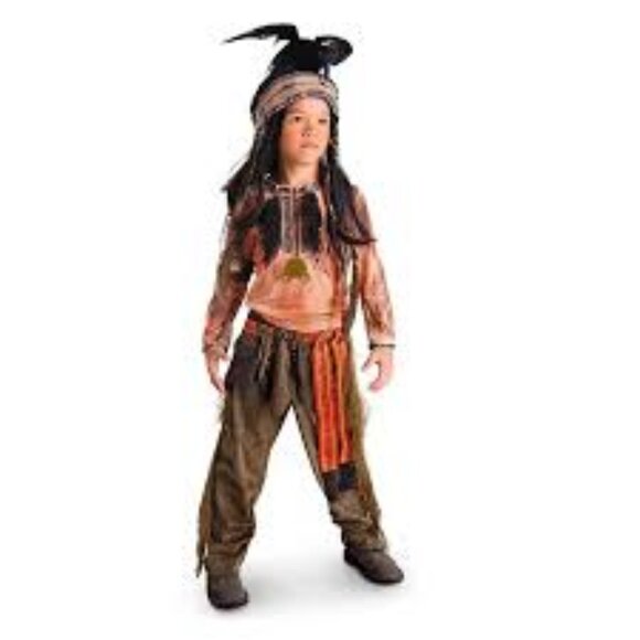 NWT~Disney Store Lone Ranger Indian Tonto Costume and Headpiece Wig~ Size S 5/6